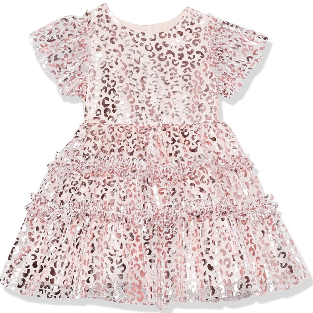 Pippa & Julie | NWOT - Metallic Tulle Leopard Print Dress - Size 2T